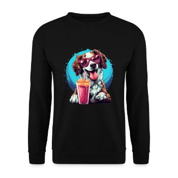 Chien heureux avec des lunettes de soleil - Sweat-shirt Unisexe - noir - Devant - Alina (178cm) & Michal (187cm)