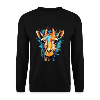 Belle girafe avec des éclaboussures de couleur Animaux Conservation de la nature - Sweat-shirt Unisexe - noir - Devant - Alina (178cm) & Michal (187cm)