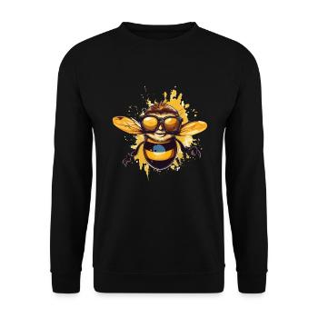 Imker Biene mit Brille - Unisex Pullover - Schwarz - Vorne - Alina (178cm) & Michal (187cm)