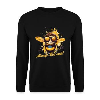 Biene mit "Always Bee cool" Spruch - Unisex Pullover - Schwarz - Vorne - Alina (178cm) & Michal (187cm)