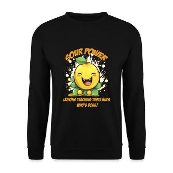 Lustige Sauer macht lustig Zitrone Limone - Unisex Pullover - Schwarz - Vorne - Alina (178cm) & Michal (187cm)