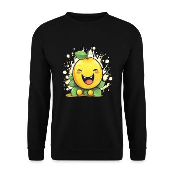Lachende Zitrone Vegan Früchte - Unisex Pullover - Schwarz - Vorne - Alina (178cm) & Michal (187cm)