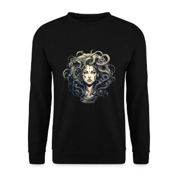 Evil Medusa Greek mythology - Unisex Sweatshirt - black - Front - Alina (178cm) & Michal (187cm)