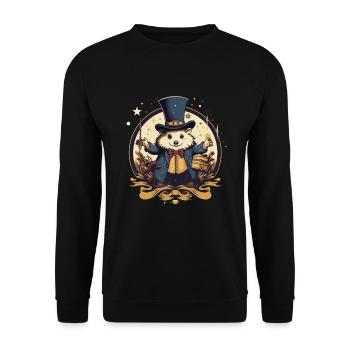 Hamster als Zauberer Zirkus Magie - Unisex Pullover - Schwarz - Vorne - Alina (178cm) & Michal (187cm)