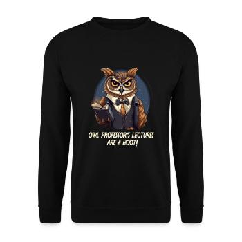 Teacher owl with saying school - Unisex Sweatshirt - black - Front - Alina (178cm) & Michal (187cm)