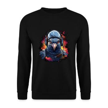 Taube pilot mit Headset - Unisex Pullover - Schwarz - Vorne - Alina (178cm) & Michal (187cm)