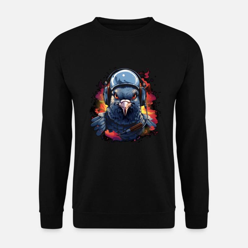 Pigeon pilot with headset - Unisex Sweatshirt - black