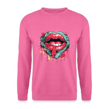 Embrasser la bouche bouche avec des éclaboussures de couleur trippantes Psy - Sweat-shirt Unisexe - rose - Devant