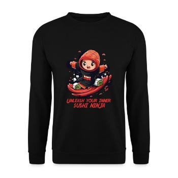sushi Ninja Sushirolle Asia food - Unisex Pullover - Schwarz - Vorne - Alina (178cm) & Michal (187cm)