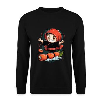 Ninja fait des rouleaux de sushi suji - Sweat-shirt Unisexe - noir - Devant - Alina (178cm) & Michal (187cm)