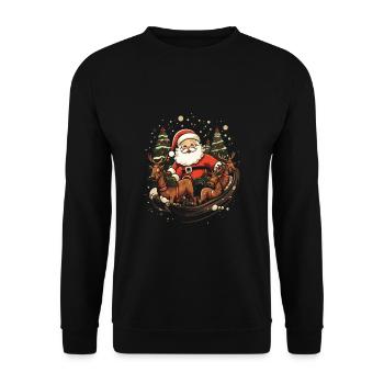 Verbreiten Sie Weihnachtsfreude mit Santa Claus - Unisex Pullover - Schwarz - Vorne - Alina (178cm) & Michal (187cm)