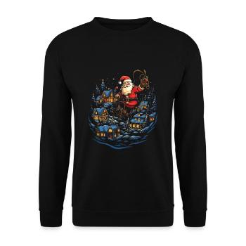 Verbreiten Sie Weihnachtsfreude mit Santa Claus - Unisex Pullover - Schwarz - Vorne - Alina (178cm) & Michal (187cm)
