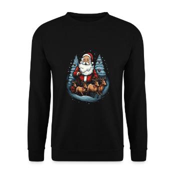 Verbreiten Sie Weihnachtsfreude mit Santa Claus - Unisex Pullover - Schwarz - Vorne - Alina (178cm) & Michal (187cm)