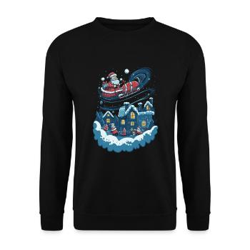 L’art moderne rencontre le Père Noël de Noël - Sweat-shirt Unisexe - noir - Devant - Alina (178cm) & Michal (187cm)