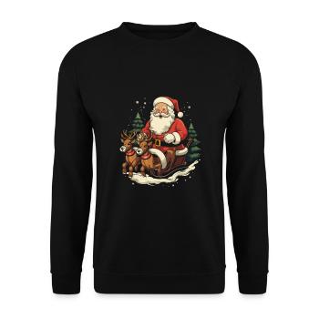 Verbreiten Sie Weihnachtsfreude mit Santa Claus - Unisex Pullover - Schwarz - Vorne - Alina (178cm) & Michal (187cm)