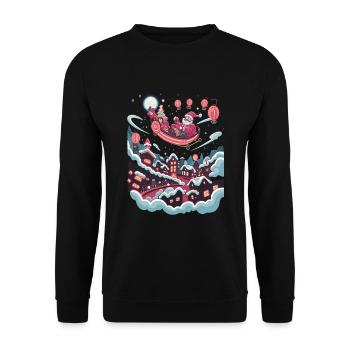 L’art moderne rencontre le Père Noël de Noël - Sweat-shirt Unisexe - noir - Devant - Alina (178cm) & Michal (187cm)