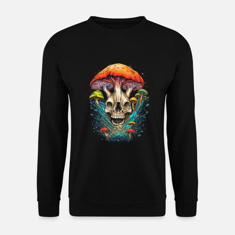 Trippy Goa mushroom skull - Unisex Sweatshirt - black