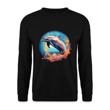 Dolphin in the sea - Unisex Sweatshirt - black - Front - Alina (178cm) & Michal (187cm)