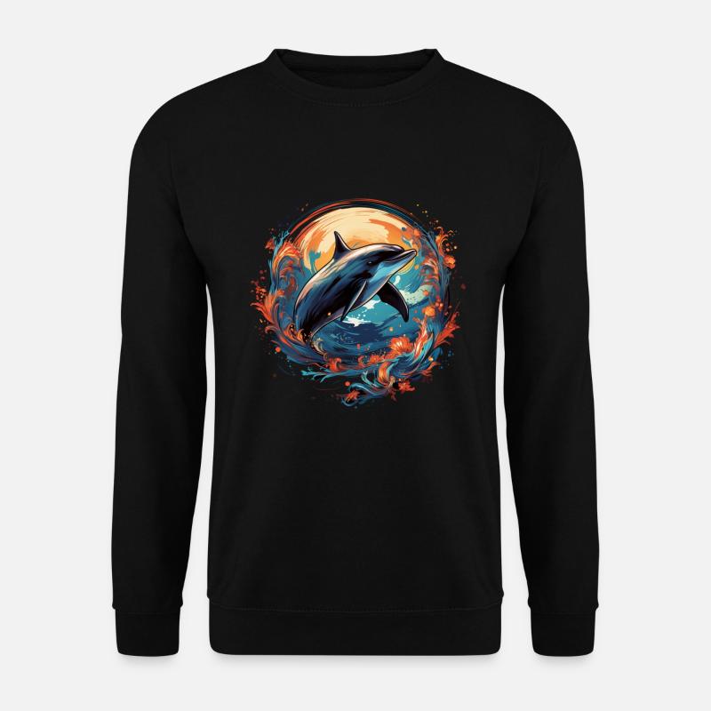 Dolphin with waves - Unisex Sweatshirt - black