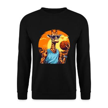 Giraffe spielt Basketball - Unisex Pullover - Schwarz - Vorne - Alina (178cm) & Michal (187cm)