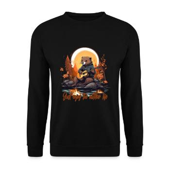Otter mit Schriftzug - Unisex Pullover - Schwarz - Vorne - Alina (178cm) & Michal (187cm)