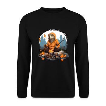 Otters by the fire - Unisex Sweatshirt - black - Front - Alina (178cm) & Michal (187cm)