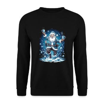 Plaisir de Noël: Père Noël ivre - Sweat-shirt Unisexe - noir - Devant - Alina (178cm) & Michal (187cm)