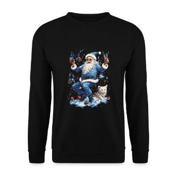 Plaisir de Noël: Père Noël ivre - Sweat-shirt Unisexe - noir - Devant - Alina (178cm) & Michal (187cm)
