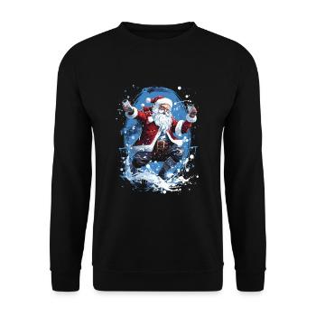 Plaisir de Noël: Père Noël ivre - Sweat-shirt Unisexe - noir - Devant - Alina (178cm) & Michal (187cm)