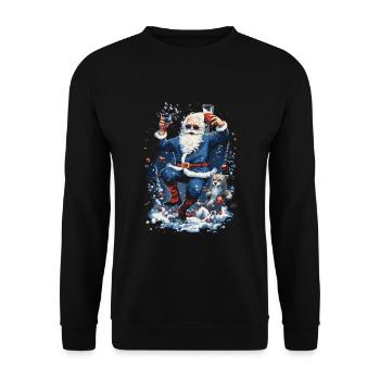 Plaisir de Noël: Père Noël ivre - Sweat-shirt Unisexe - noir - Devant - Alina (178cm) & Michal (187cm)