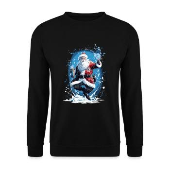 Plaisir de Noël: Père Noël ivre - Sweat-shirt Unisexe - noir - Devant - Alina (178cm) & Michal (187cm)