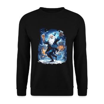 Plaisir de Noël: Père Noël ivre - Sweat-shirt Unisexe - noir - Devant - Alina (178cm) & Michal (187cm)
