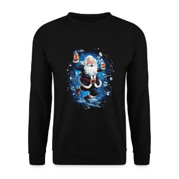 Plaisir de Noël: Père Noël ivre - Sweat-shirt Unisexe - noir - Devant - Alina (178cm) & Michal (187cm)