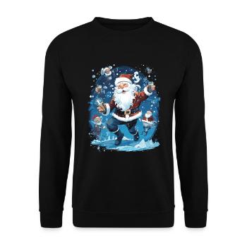 Plaisir de Noël: Père Noël ivre - Sweat-shirt Unisexe - noir - Devant - Alina (178cm) & Michal (187cm)
