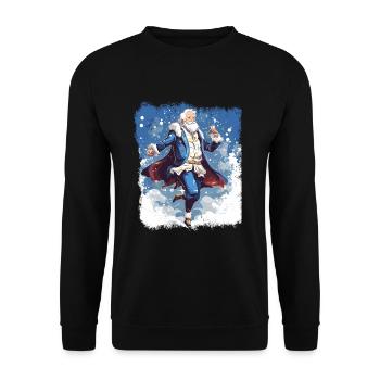 Plaisir de Noël: Père Noël ivre - Sweat-shirt Unisexe - noir - Devant - Alina (178cm) & Michal (187cm)