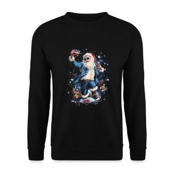 Plaisir de Noël: Père Noël ivre - Sweat-shirt Unisexe - noir - Devant - Alina (178cm) & Michal (187cm)