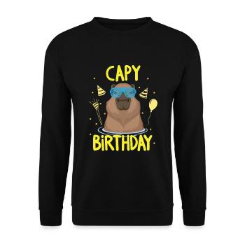 Capybara Capy Birthday Geburtstag - Unisex Sweatshirt - black - Front - Alina (178cm) & Michal (187cm)