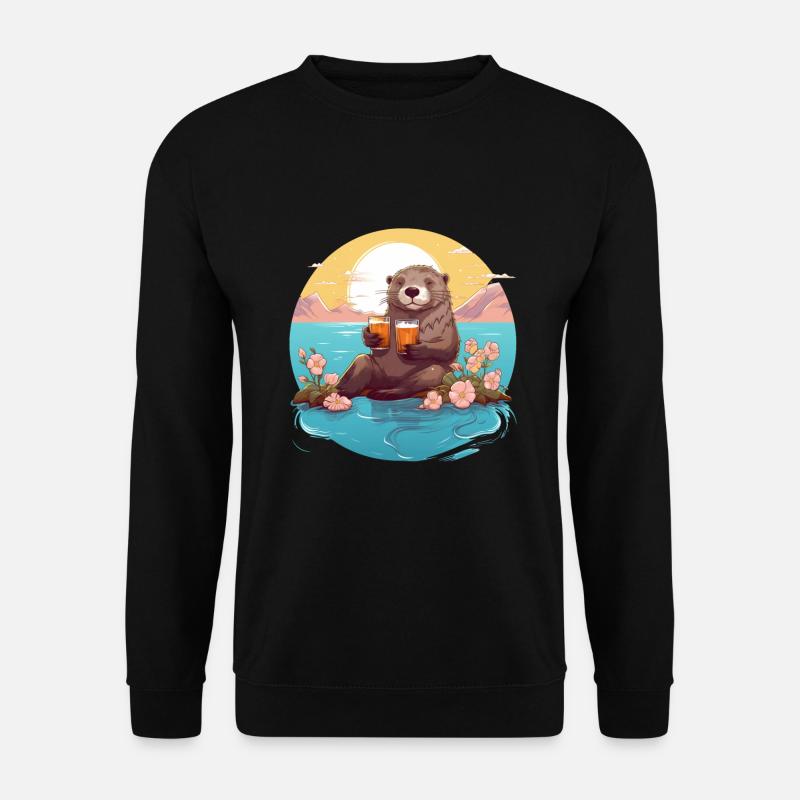 Otters at the lake - Unisex Sweatshirt - black