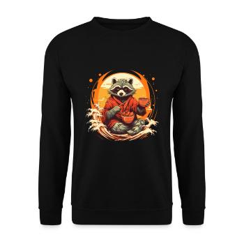 Raccoon in kimono - Unisex Sweatshirt - black - Front - Alina (178cm) & Michal (187cm)