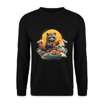 Le raton laveur mange des ramen asiatiques - Sweat-shirt Unisexe - noir - Devant - Alina (178cm) & Michal (187cm)