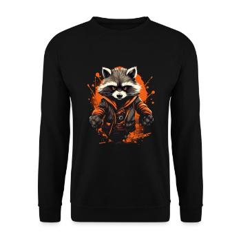 Raccoon as Ninja - Unisex Sweatshirt - black - Front - Alina (178cm) & Michal (187cm)