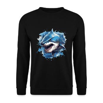 shark underwater - Unisex Sweatshirt - black - Front - Alina (178cm) & Michal (187cm)