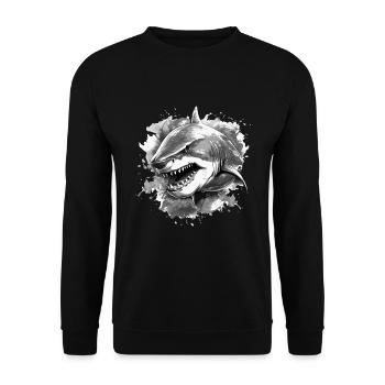 Shark underwater diver diving - Unisex Sweatshirt - black - Front - Alina (178cm) & Michal (187cm)