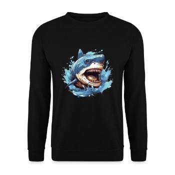 Shark attacks motif for diver - Unisex Sweatshirt - black - Front - Alina (178cm) & Michal (187cm)