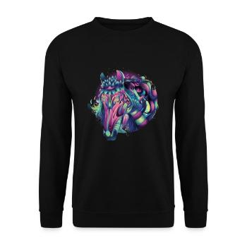 Kunstwerk Pferd Festival EDM Kunst - Unisex Pullover - Schwarz - Vorne - Alina (178cm) & Michal (187cm)