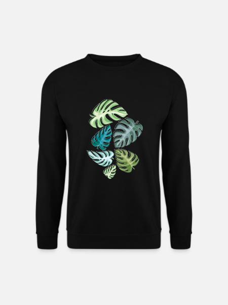 Blätter Tropisch Regenwald Natur Pflanze - Unisex Pullover - Schwarz