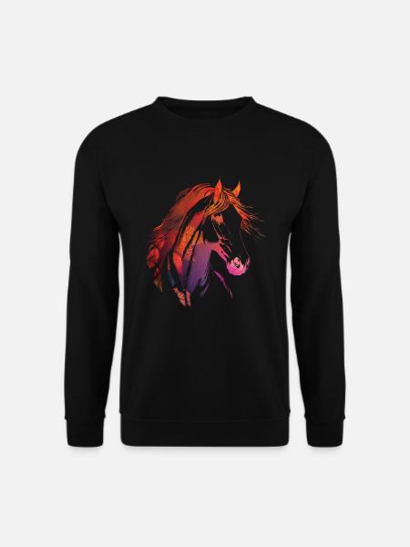 Herbst Pferde Pferd Fall Autumn Blätter - Unisex Pullover - Schwarz