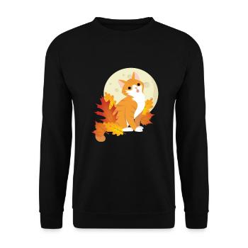 Feuilles d’étui de chaton de chat d’automne - Sweat-shirt Unisexe - noir - Devant - Alina (178cm) & Michal (187cm)