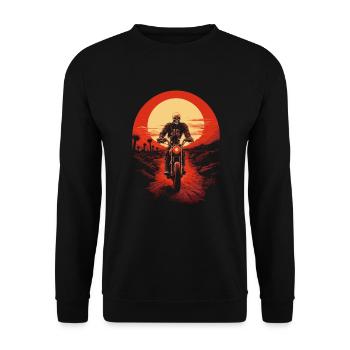 Skeleton on motorcycle in gloomy sunset - Unisex Sweatshirt - black - Front - Alina (178cm) & Michal (187cm)