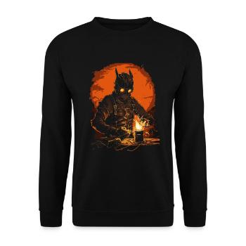 Steampunk Schweißer – Halloween Outfit - Unisex Pullover - Schwarz - Vorne - Alina (178cm) & Michal (187cm)